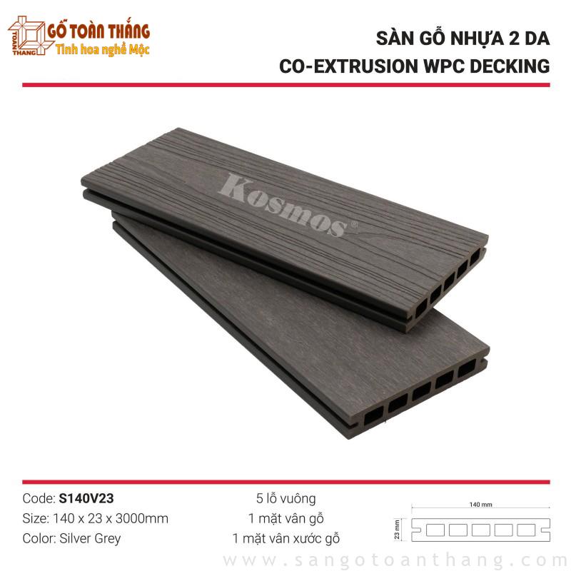 Sàn gỗ nhựa ngoài trời 2 lớp lỗ vuông Silver Grey S140V23 1 Sàn gỗ nhựa ngoài trời 2 lớp lỗ vuông Silver Grey S140V23