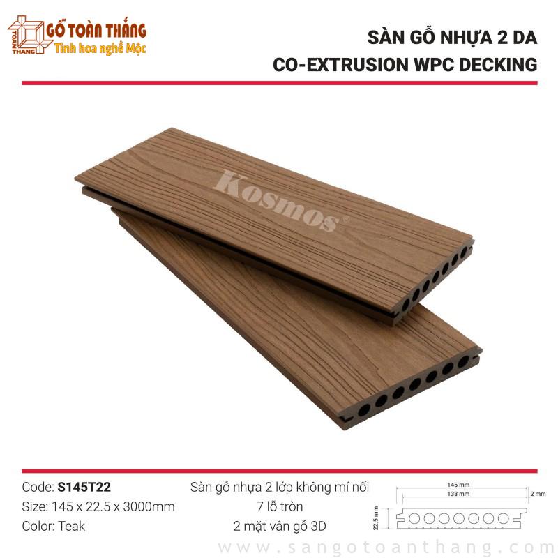 Sàn gỗ nhựa ngoài trời 2 lớp hèm khít màu gỗ Teak S145T22 1 Sàn gỗ nhựa ngoài trời 2 lớp hèm khít màu gỗ Teak S145T22