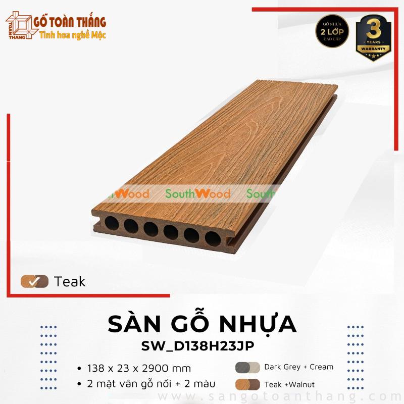 Sàn gỗ nhựa Southwood 2 lớp SW-D138H23JP Teak 3D 1 Sàn gỗ nhựa Southwood 2 lớp SW-D138H23JP Teak 3D