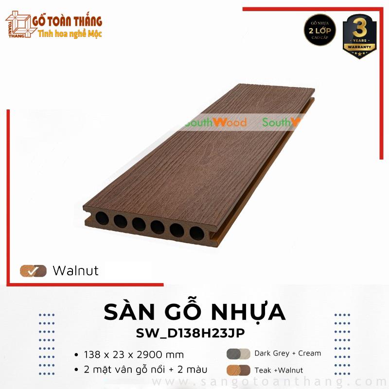 Sàn gỗ nhựa Southwood 2 lớp SW-D138H23JP Walnut 3D 1 Sàn gỗ nhựa Southwood 2 lớp SW-D138H23JP Walnut 3D