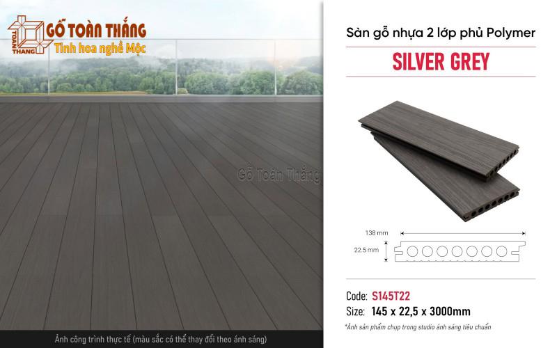 Sàn gỗ nhựa ngoài trời 2 lớp hèm khít màu Silver Grey S145T22 2 Sàn gỗ nhựa ngoài trời 2 lớp hèm khít màu Silver Grey S145T22 - Ảnh 2
