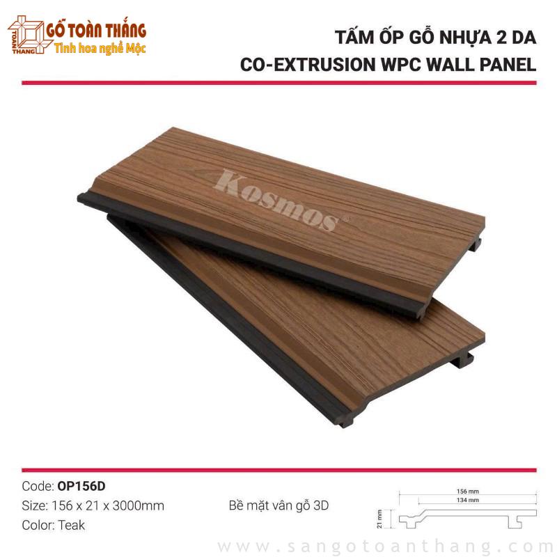 Tấm ốp gỗ nhựa 2 da vân gỗ 3D Teak OP156D