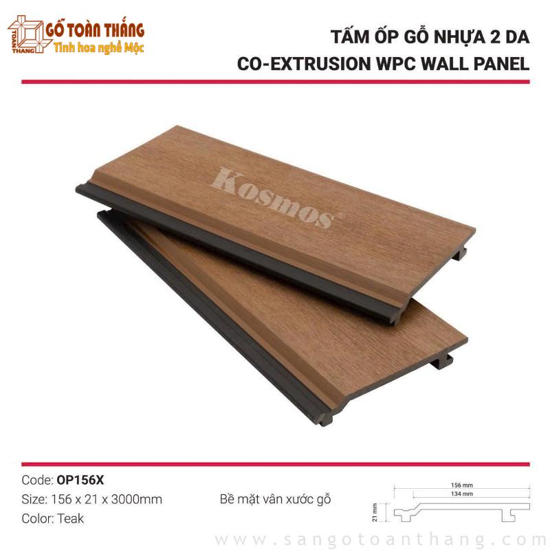 Tấm ốp gỗ nhựa 2 da màu Teak xước OP156X