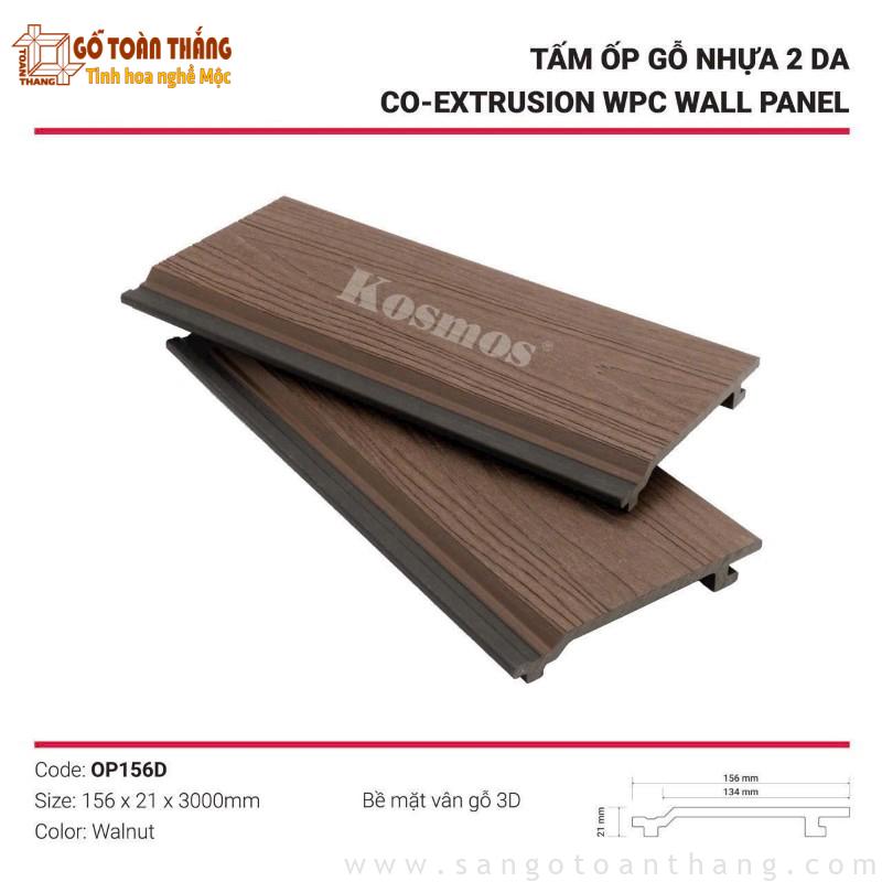 Tấm ốp gỗ nhựa 2 da vân gỗ 3D Walnut OP156D